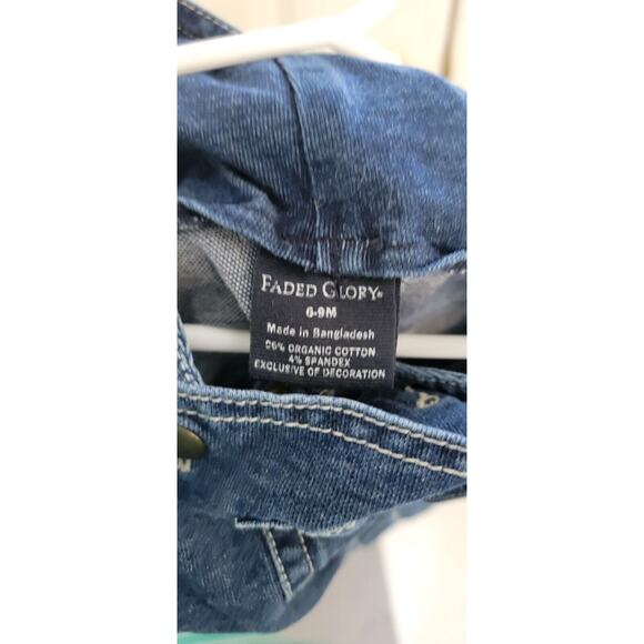 Baby Faded Glory Denim Shortalls Size 6-9 Months - Picture 6 of 6